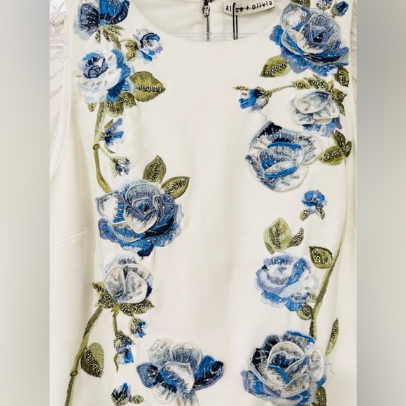Alice and Olivia Clyde Embroidered  Floral Embellished Mini Dress - Picture 9 of 16